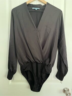 Antonio Melani Wrap-Front Long Sleeve Bodysuit Medium